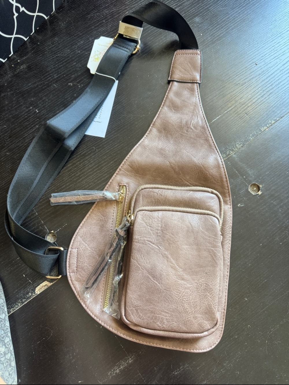 Women's Brown Leather Crossbody Sling Bag with Front Pocket